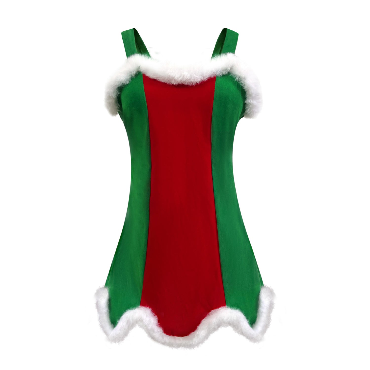 サンタクリスマス女性用コスチューム グリーンとレッドのエルフクリスマスコスチューム