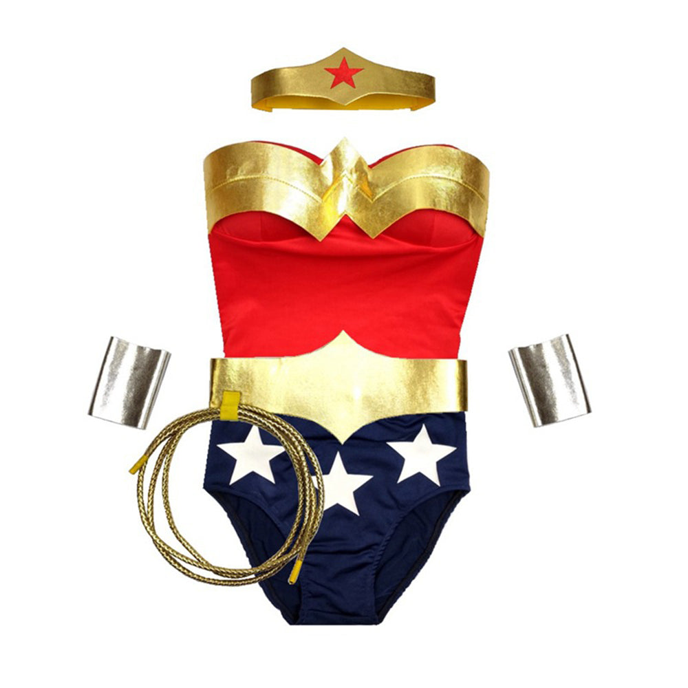 Wonder women Costume Set Bodysuit with bra Cosplay Halloween